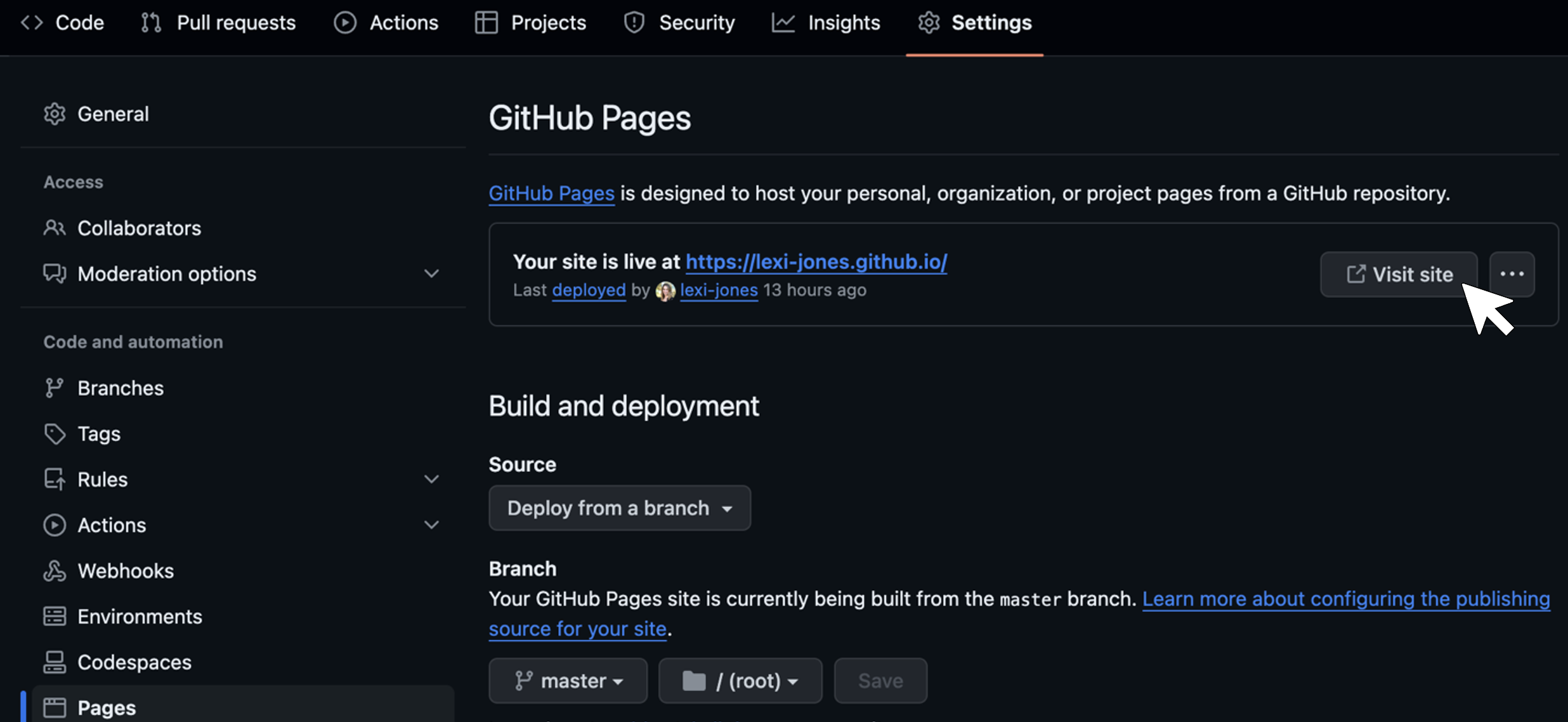 Deploy GitHub website